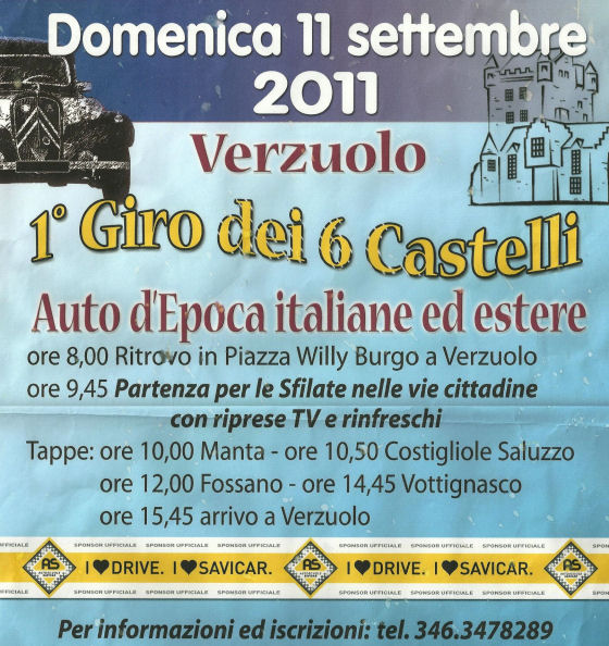 Programma raduno auto storiche giro dei 6 castelli