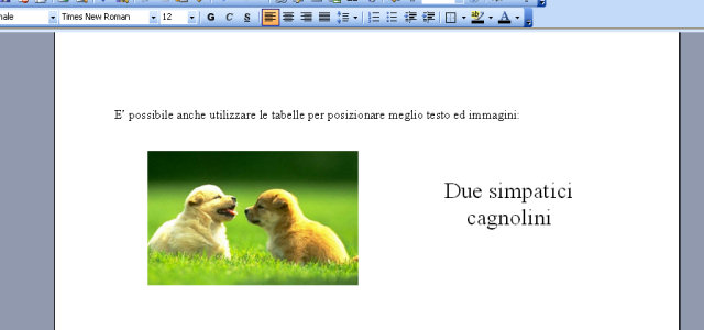Tabella di Word per posizionare meglio i contenuti
